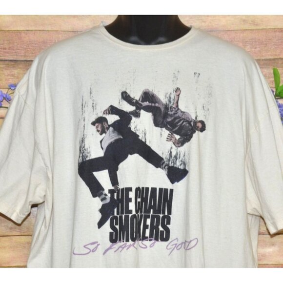 The Chainsmokers Unisex Beige Pullover Concert T-Shirt Size 3XL Graphic Print - Picture 2 of 6